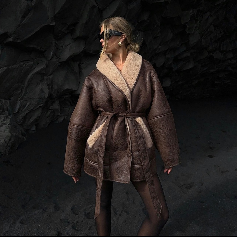 Belted Detail Shearling Jacket from NA-KD